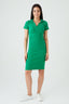 Green Collar Detail Rib Midi Bodycon Dress
