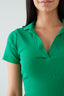 Green Collar Detail Rib Midi Bodycon Dress