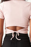 Nude Pink Cotton Rib Tie Back Top