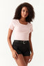 Nude Pink Cotton Rib Tie Back Top