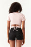 Nude Pink Cotton Rib Tie Back Top