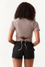 Hazelnut Cotton Rib Tie Back Top