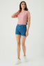 Pink Ruched Detail Mesh Bodysuit