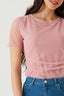 Pink Ruched Detail Mesh Bodysuit