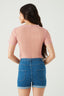 Pink Ruched Detail Mesh Bodysuit