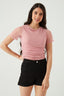 Pink Ruched Side Mesh Top