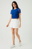 Coastal Blue Ruched Side Mesh Top