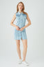 Acid Wash Sleeveless Denim Button Through Dress