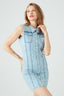 Acid Wash Sleeveless Denim Button Through Dress