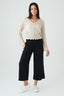 Black Pull On Crop Trouser