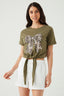 Khaki Animal Bow Tie Front Tee