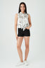 Mono Printed Tie Front Satin Shirt