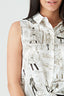 Mono Printed Tie Front Satin Shirt