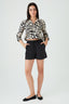 Black Linen Pull On Short