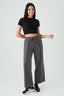 Metal Grey Pintuck Seam Wide Leg Jogger