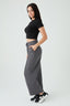 Metal Grey Pintuck Seam Wide Leg Jogger