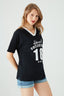 Black Sport Embroidered V Neck Tee