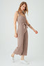 Mink Textured Rib Belted Jumpsuit