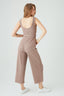 Mink Textured Rib Belted Jumpsuit