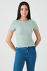 Spring Sage Crinkle Short Sleeve Top