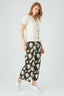 Khaki Leaf Textured Pull On Crop Trouser