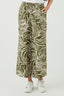 Khaki Printed Wide Leg Crop Trouser