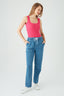 Pink Square Neck Rib Bodysuit