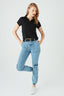 Black Wide Rib Collar Top