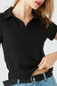 Black Wide Rib Collar Top