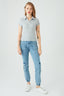 Grey Ribbed Collar Detail Top