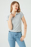 Grey Ribbed Collar Detail Top