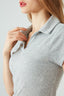 Grey Ribbed Collar Detail Top