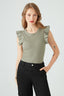 Khaki Frill Sleeveless Body