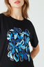 Black Blue Flower Foil Tee