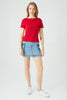 Red Crinkle Short Sleeve Top