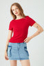 Red Crinkle Short Sleeve Top