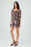 Black Floral Chiffon Ra Ra Dress