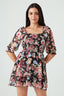 Black Floral Chiffon Ra Ra Dress