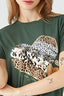 Dark Khaki Animal Foil Heart Front Tee