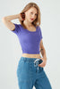 Purple Cotton Rib Tie Back Top