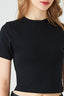 Black Basic Fitted Crop Tee