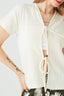 Ecru Tie Front Waffle Cardi