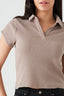 Hazelnut Ribbed Collar Detail Top