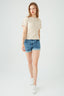 Neutral Rib Lettuce Edge Tee