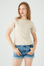 Neutral Rib Lettuce Edge Tee