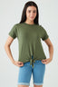 Light Khaki Tie Front Oversized Tee