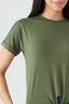 Light Khaki Tie Front Oversized Tee