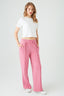 Pink Pintuck Seam Wide Leg Jogger