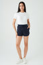 Navy Angled Hem Shorts