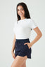 Navy Angled Hem Shorts